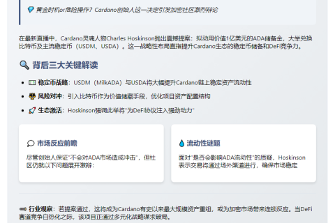 Cardano创始人计划兑换1亿美元ADA