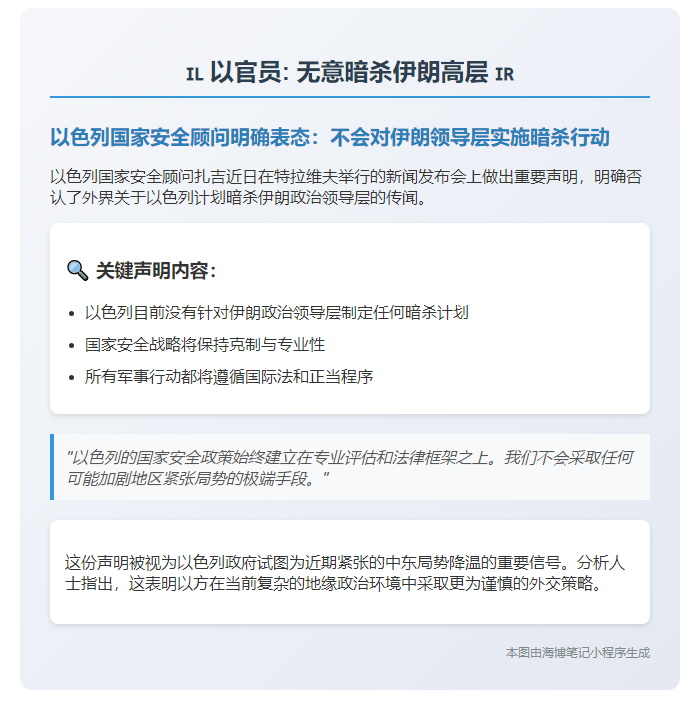 以官员：无意暗杀伊朗高层