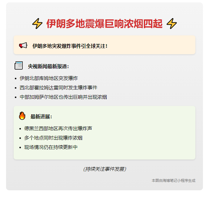 伊朗多地震爆巨响浓烟四起