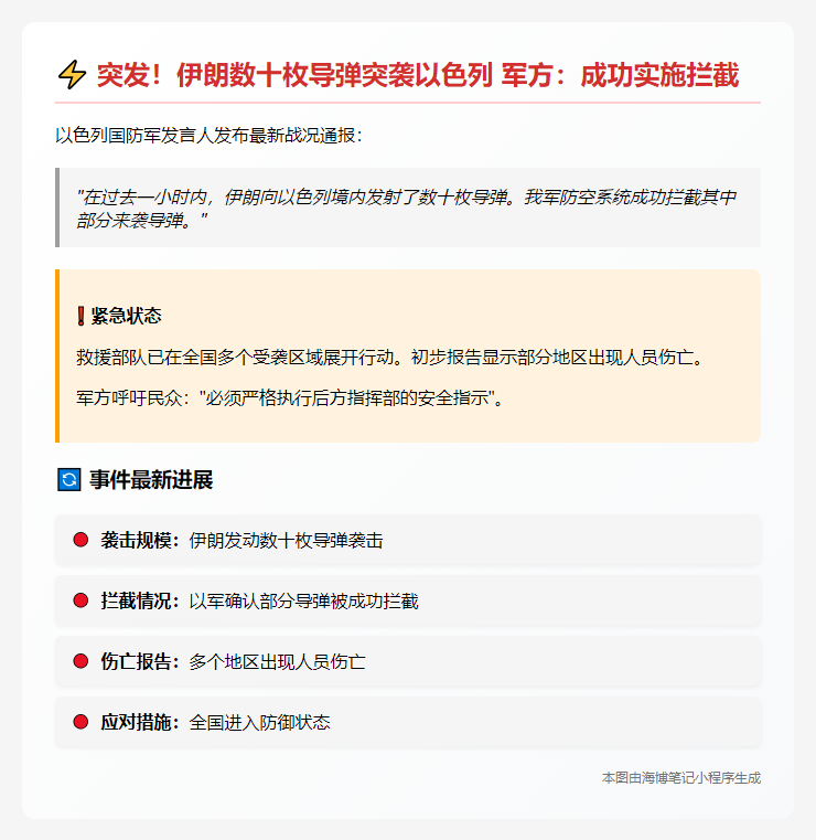 以军拦截伊朗发射导弹