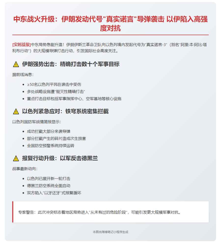 伊朗导弹反击以色列 以军持续空袭