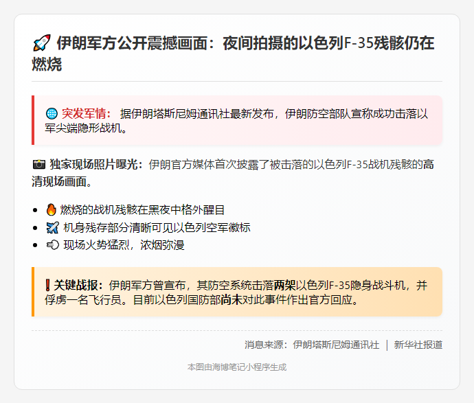 伊朗公布以军F-35残骸照