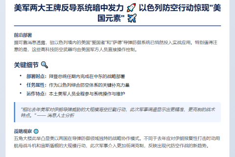 美军导弹系统助以色列防空