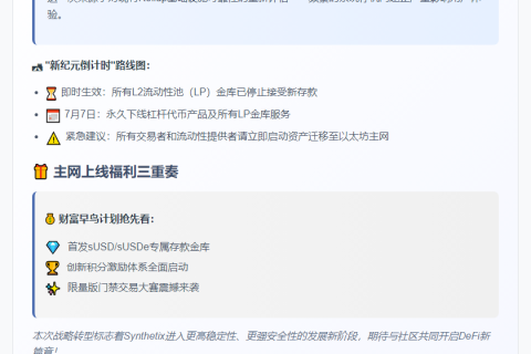 Synthetix终止L2部署，推sUSD和sUSDe存款金库