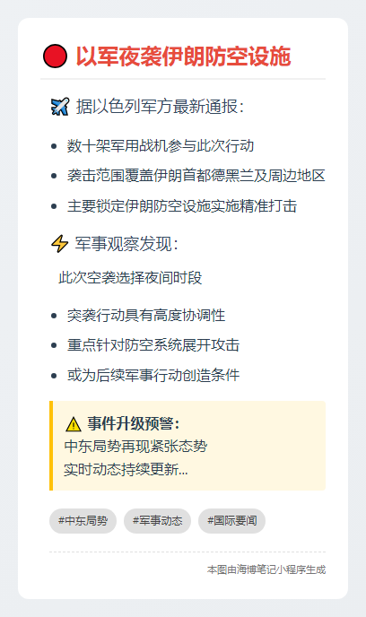 以军夜袭伊朗防空设施