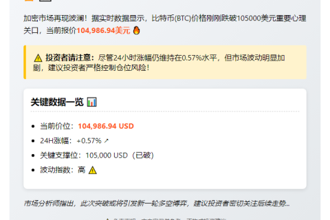 BTC失守105000美元
