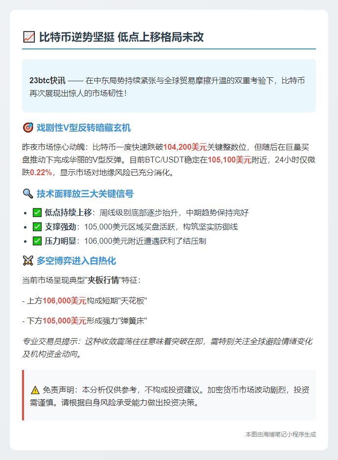 比特币逆势坚挺 低点上移格局未改