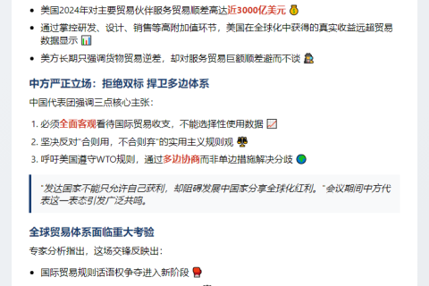 美”对等关税”片面误导 忽视服务贸易顺差