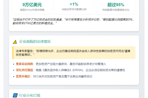 特朗普推动加密货币进养老金，监管风险犹存