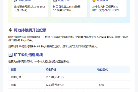 比特币算力创新高，矿工盈利反降