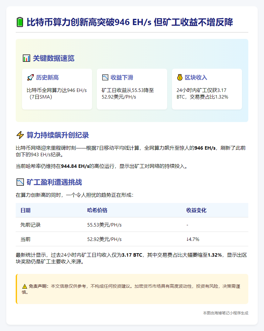 比特币算力创新高，矿工盈利反降