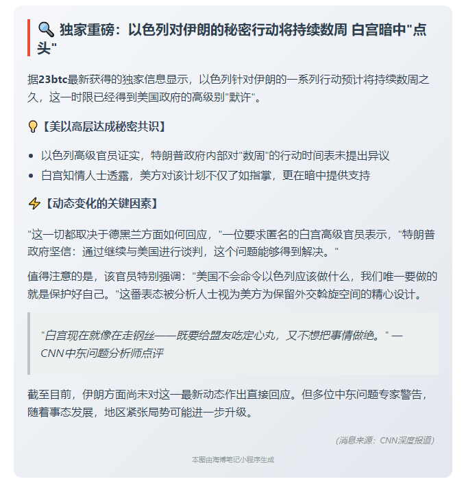 以军持续数周打击伊朗 获美默许
