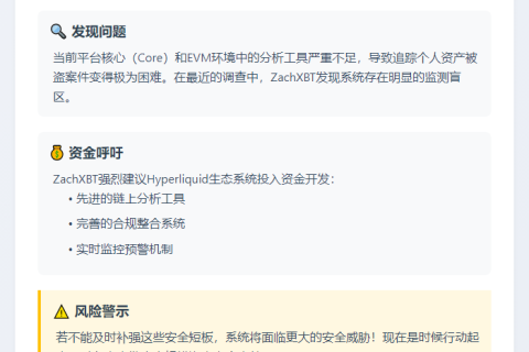 ZachXBT：Hyperliquid需强化分析合规工具