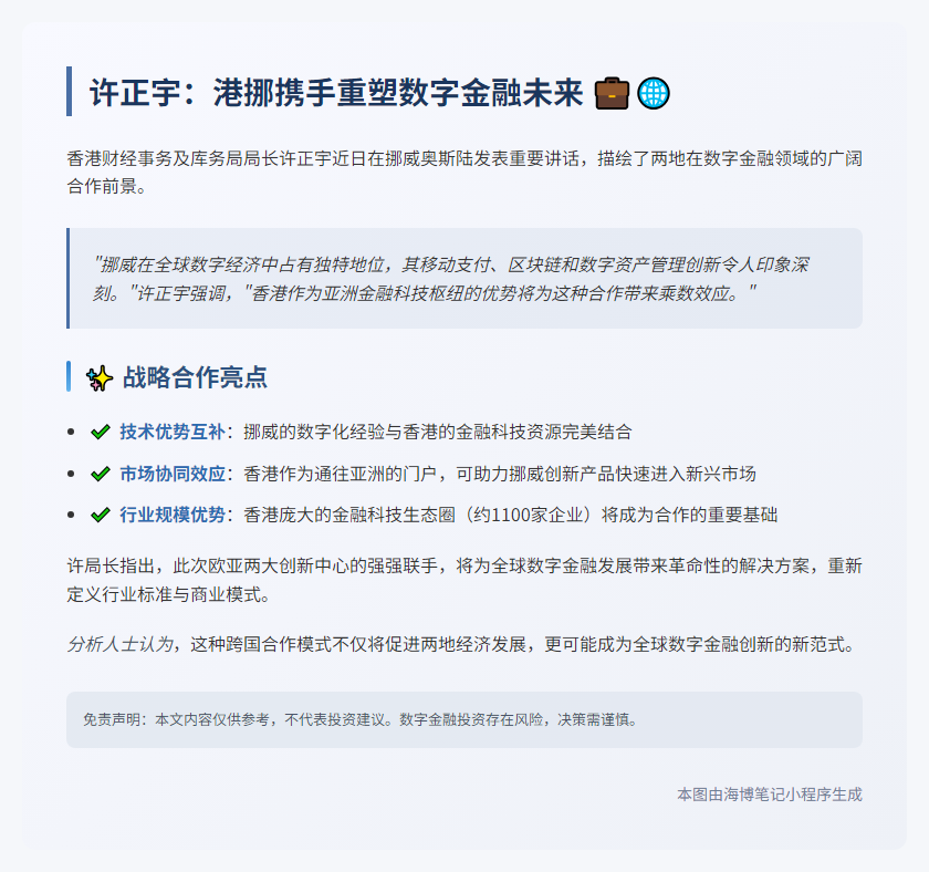 港挪合作重塑全球数字金融
