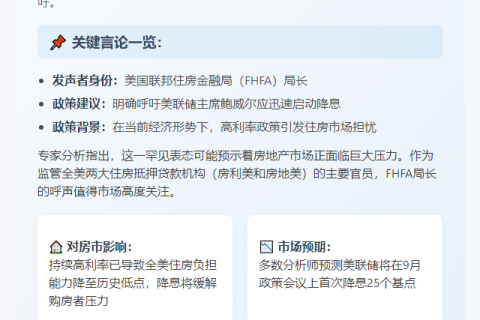 鲍威尔需降息缓解楼市压力