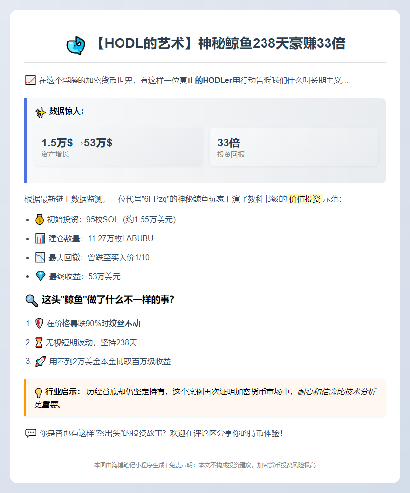 "鲸鱼持LABUBU 238天，收益33倍"