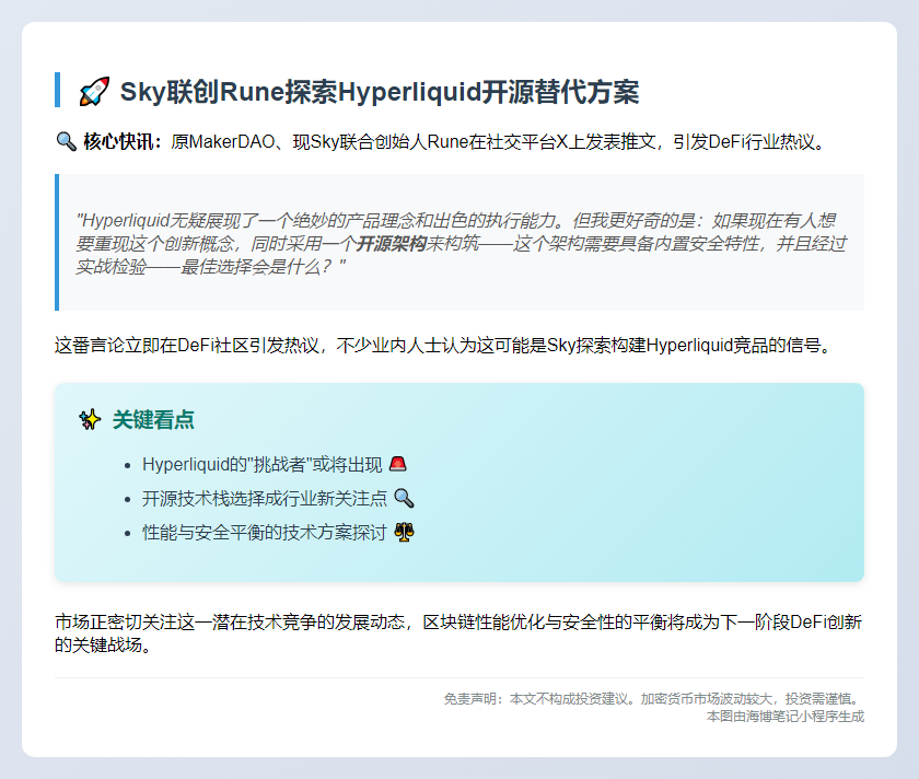 Sky联创拟开发Hyperliquid竞争产品