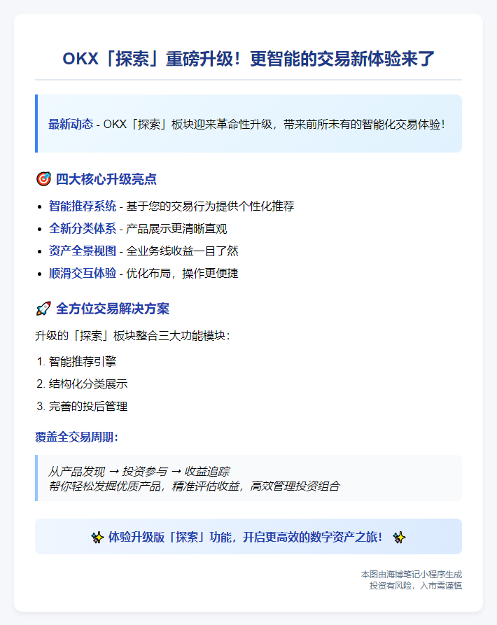 OKX升级「探索」板块，智能交易新体验