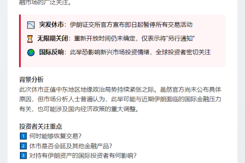 伊朗证交所暂停交易