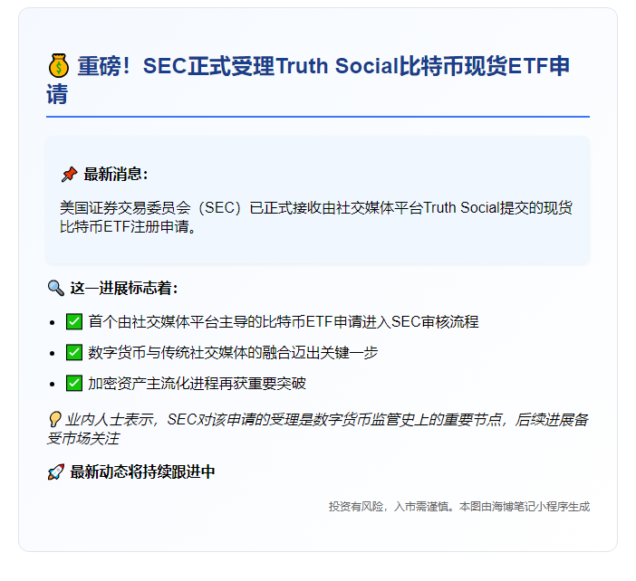 "SEC收到Truth Social比特币ETF申报"