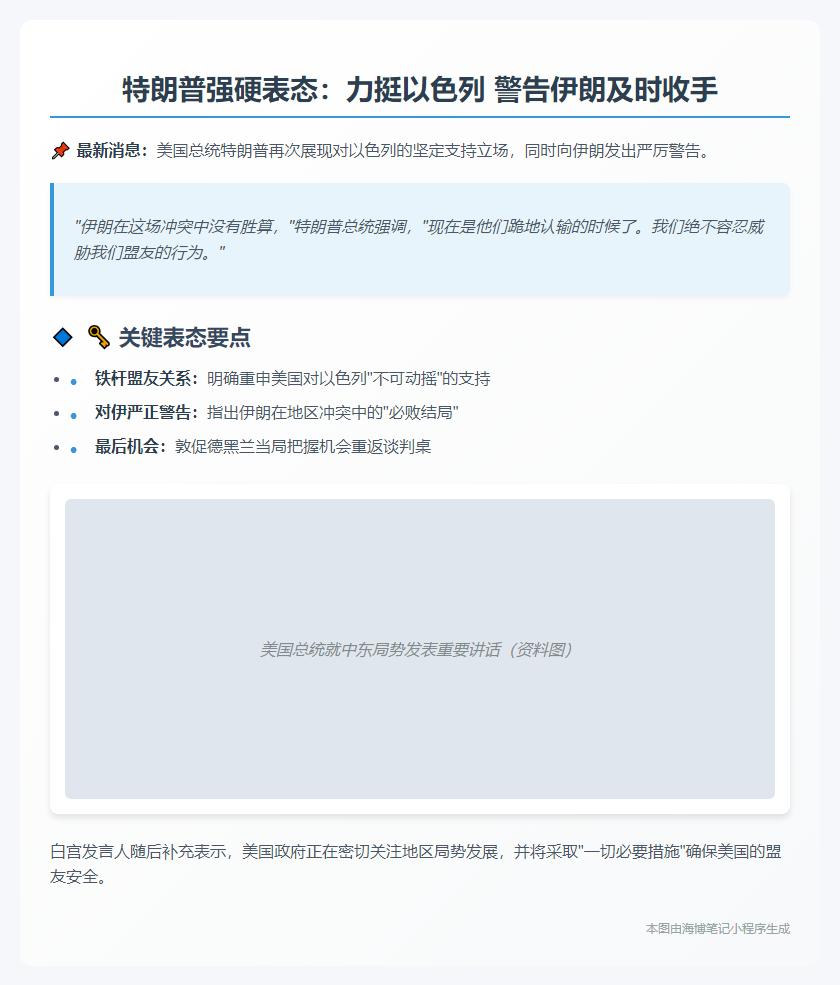 特朗普再次力挺以色列