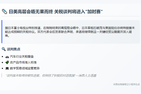 日美首脑未达关税共识