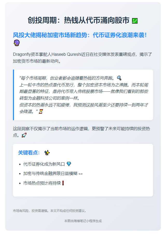 创投周期：热钱从代币涌向股市