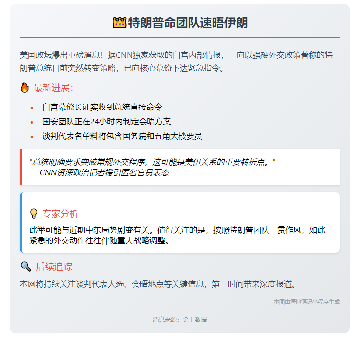 特朗普命团队速晤伊朗