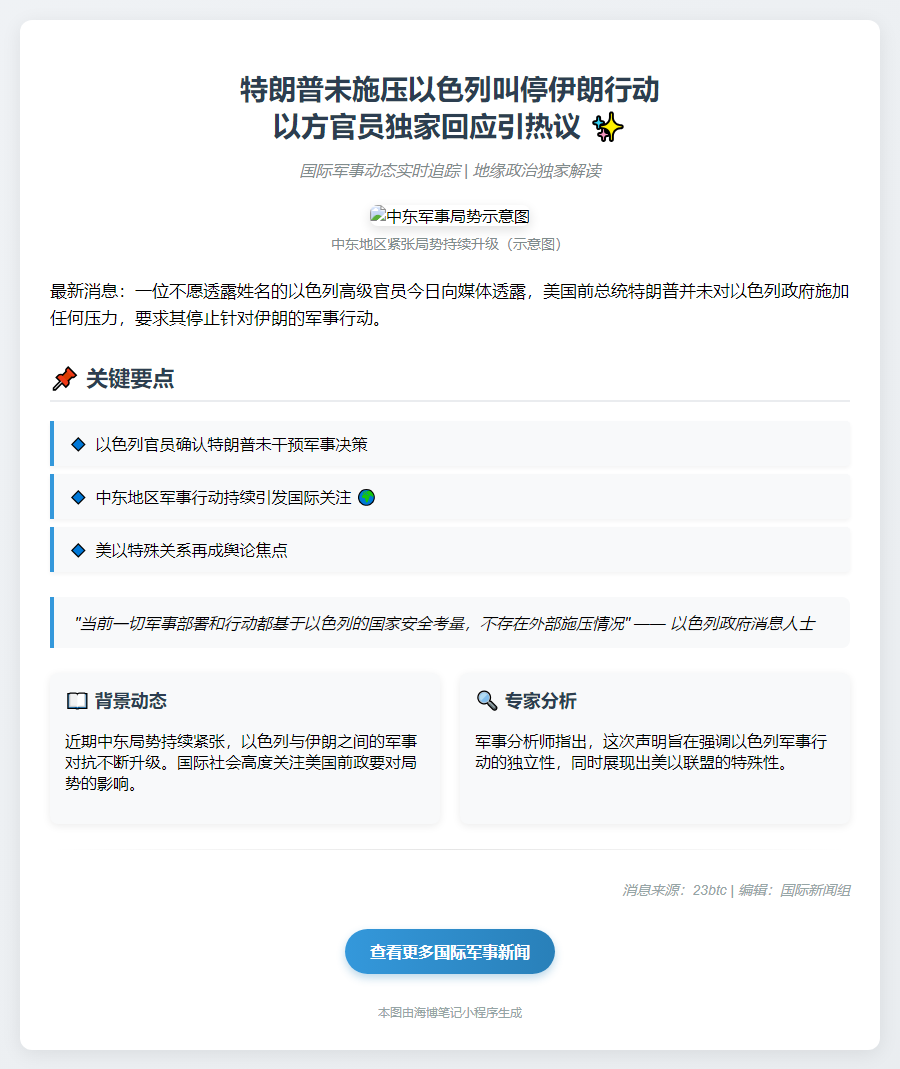 以色列官员否认特朗普施压停止对伊行动