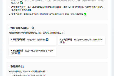 Tether推出TON链黄金稳定币XAUt