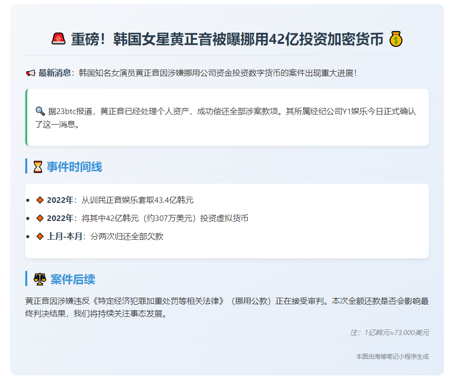 黄正音挪用公款炒币后全额偿还
