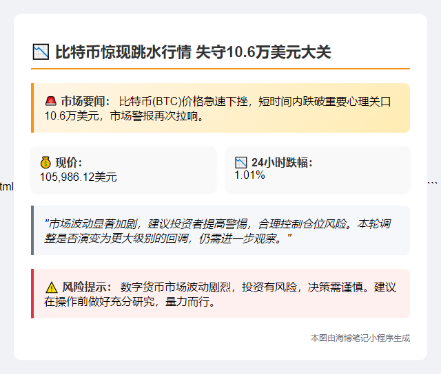 BTC跌穿10.6万美元