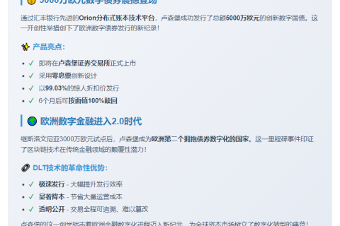 卢森堡首发5000万欧数字国债