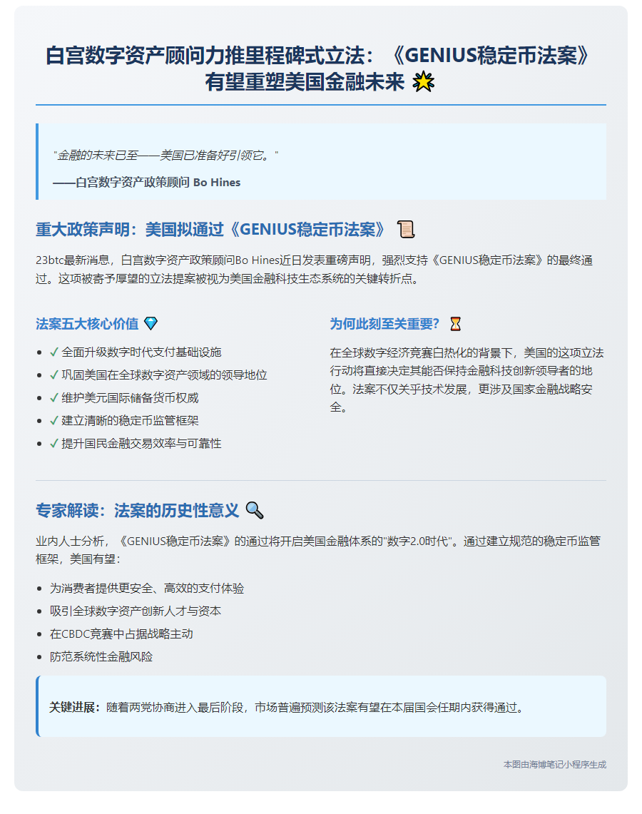 白宫顾问力挺《GENIUS稳定币法案》