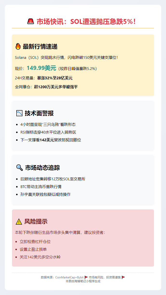 SOL暴跌破150美元