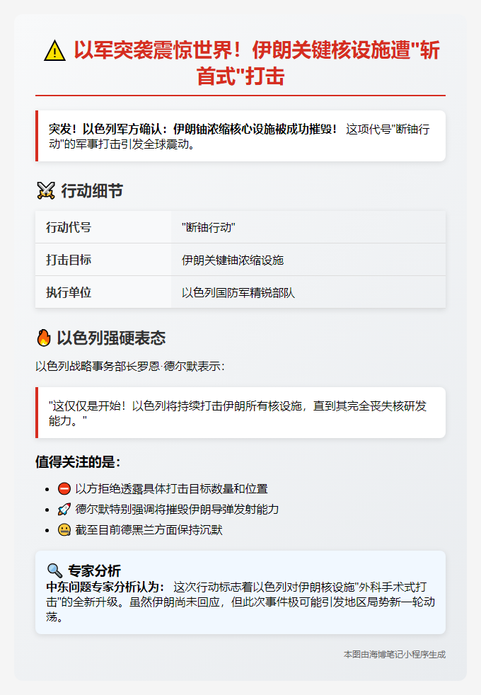 以军摧毁伊朗铀浓缩设施