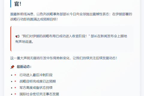 伊战略部长：任务近尾声