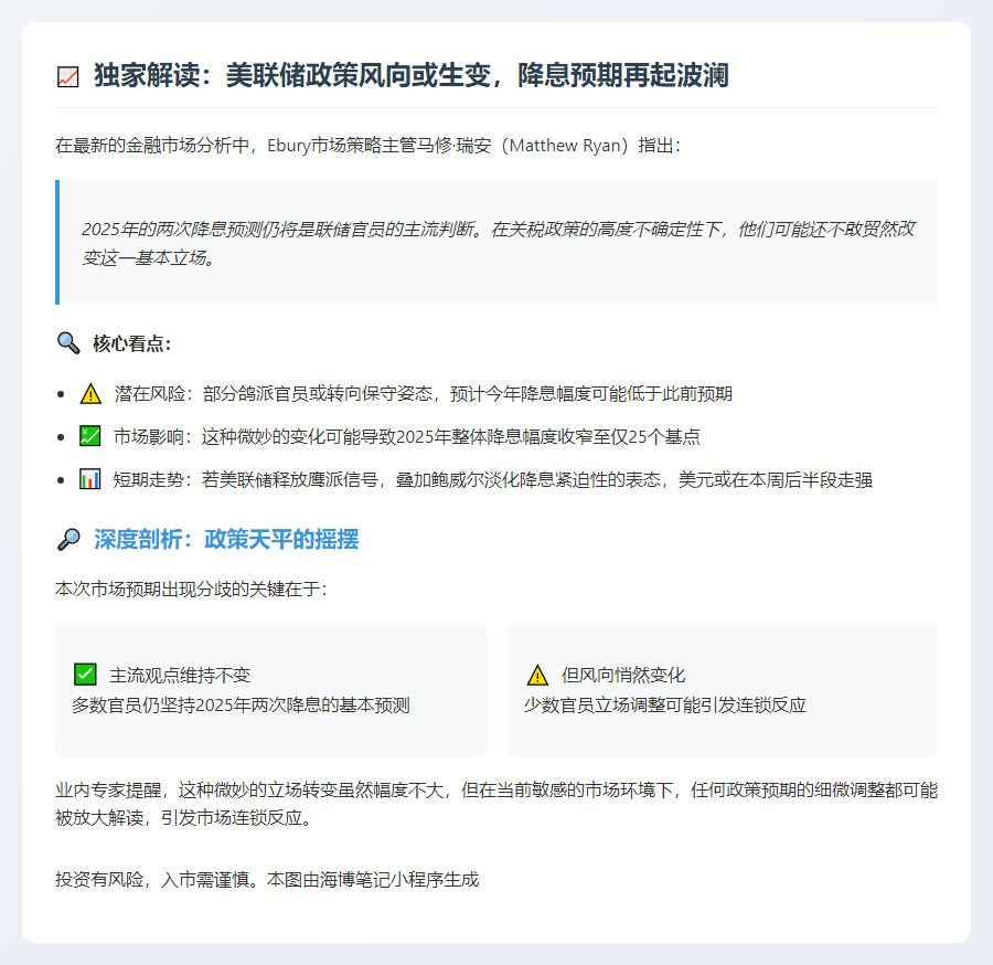 "美联储官员或下调降息预期撼动市场"