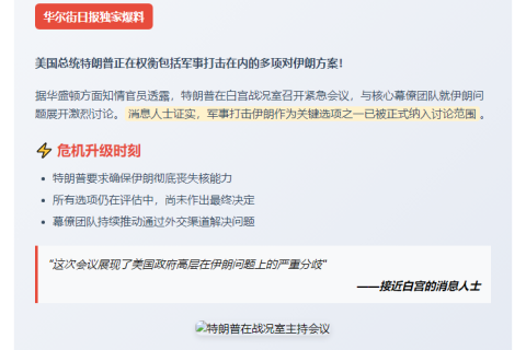 特朗普或考虑打击伊朗