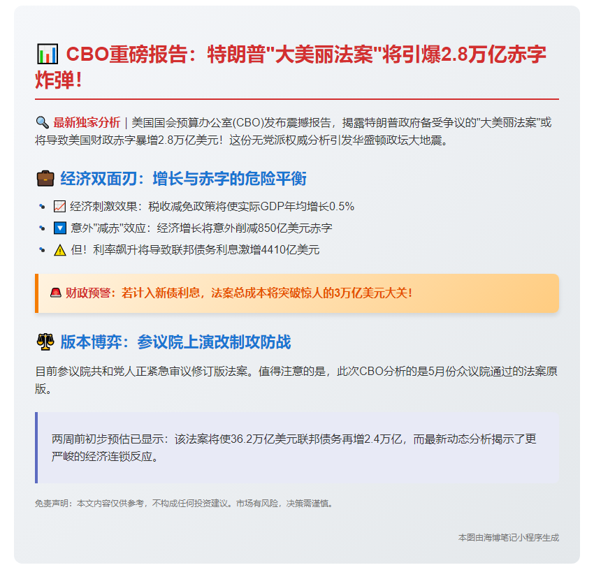 特朗普法案或增赤字2.8万亿