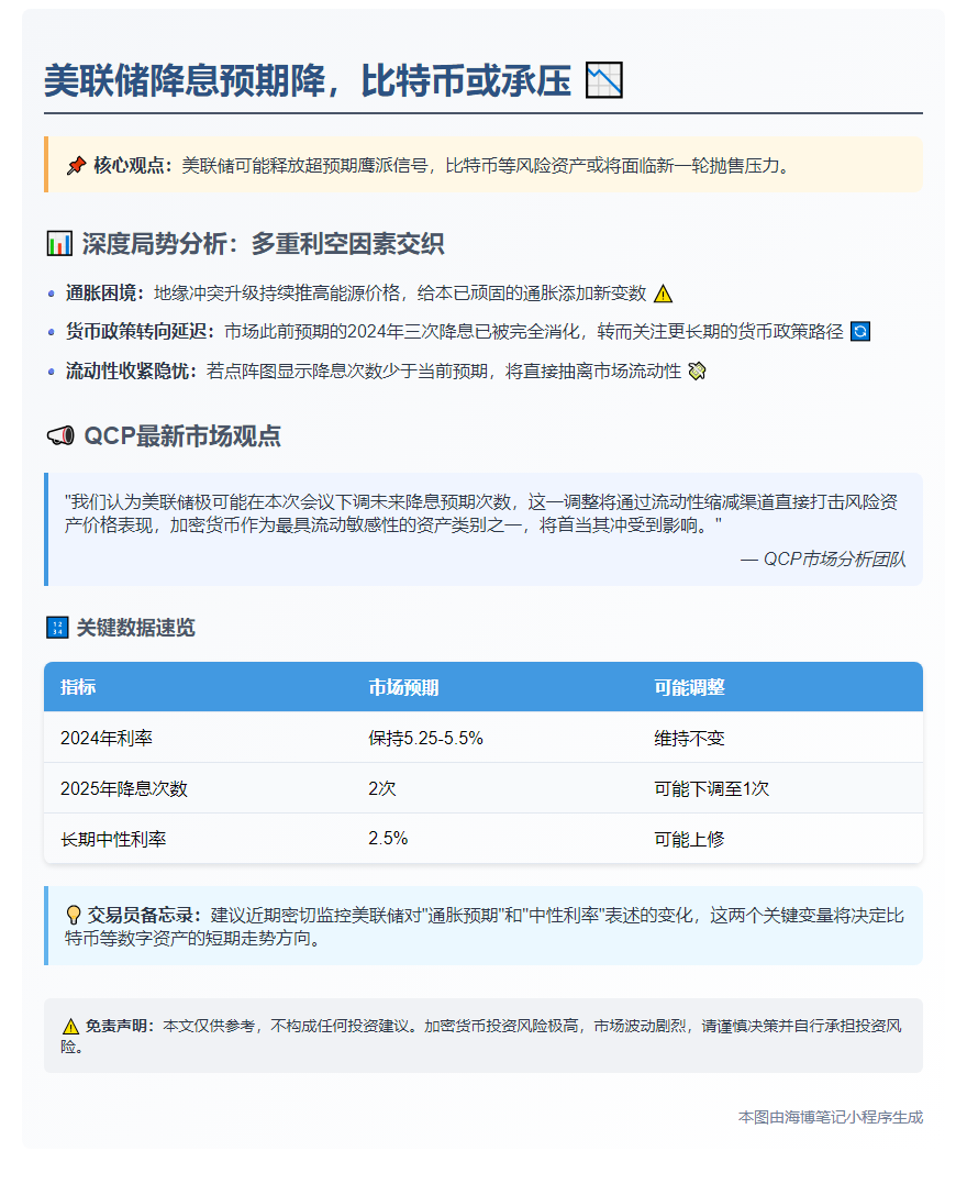 美联储降息预期降，比特币或承压
