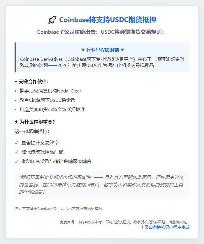 Coinbase将支持USDC期货抵押