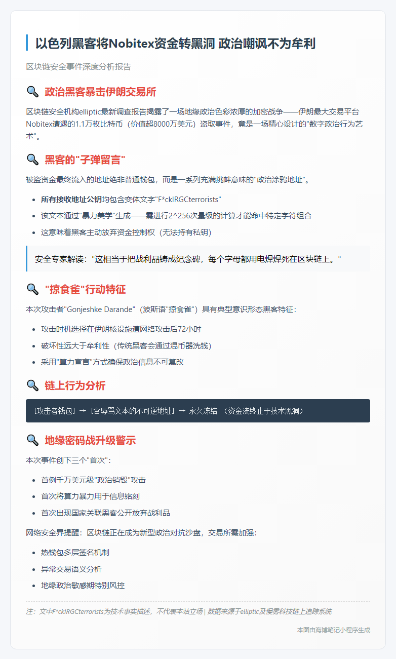 以色列黑客将Nobitex资金转黑洞 政治嘲讽不为牟利
