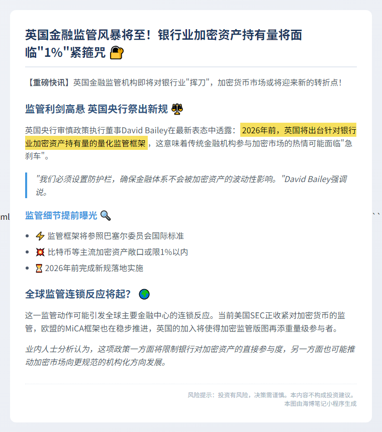 英拟明年限制银行加密资产敞口