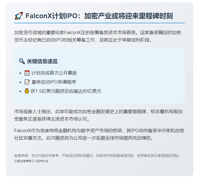 FalconX据悉考虑IPO
