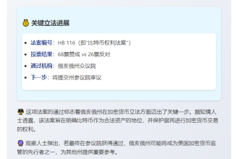 俄亥俄州众议院通过比特币权利法案