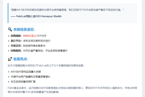 Fetch.ai启动5000万美元FET回购