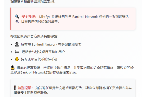 慢雾：Bankroll Network涉可疑活动