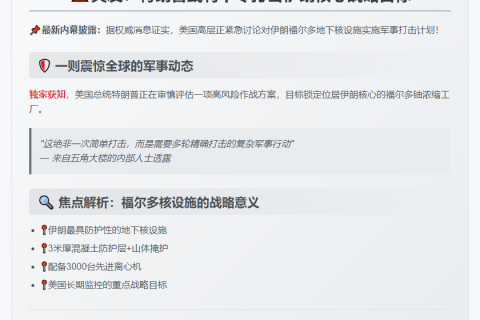 考虑袭击伊朗核设施，特朗普权衡中