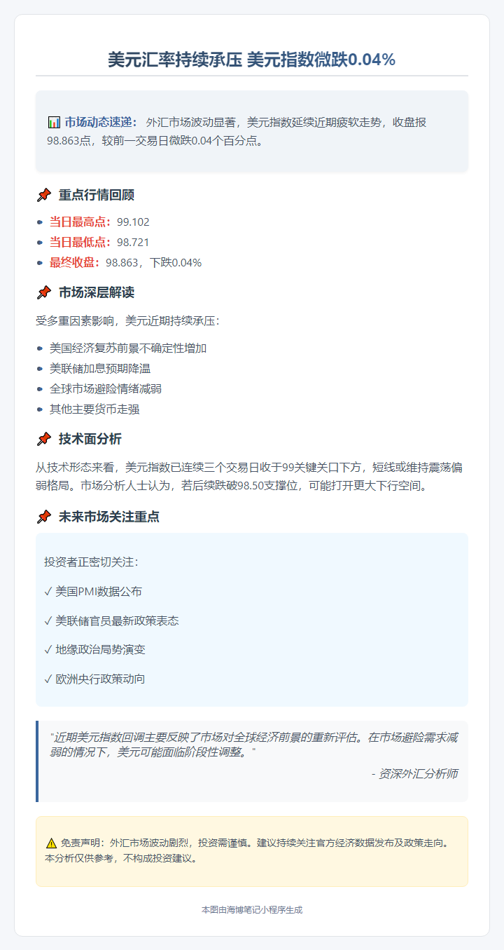 美元指数小幅下跌0.04%